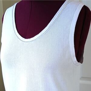 Kleids Classic White Tank Top OS Large rhinestone scoop neck seamless cotton vtg